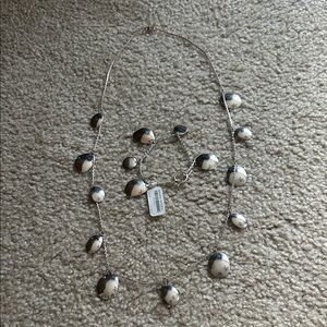 Banana Republic Silver and Cream Necklace